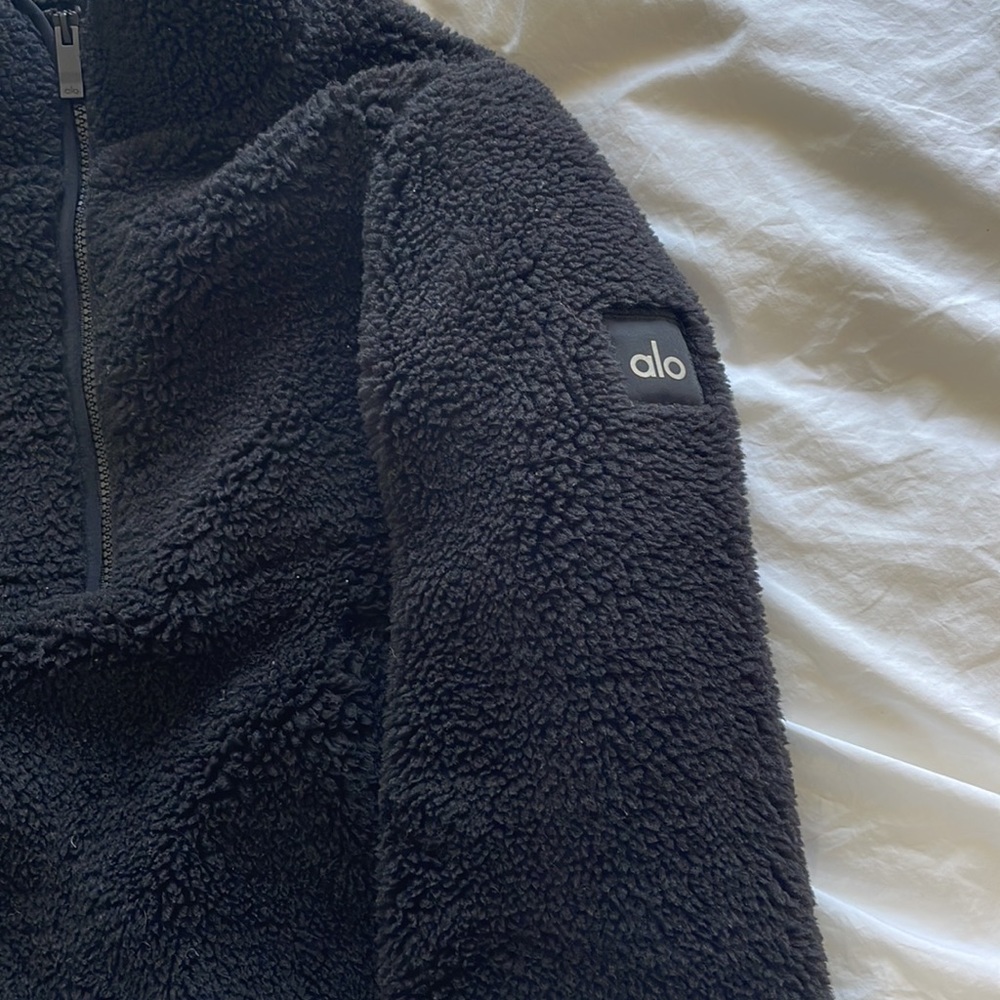 All Yoga Black Sherpa Cropped Quarter Zip - Picture 2 of 4